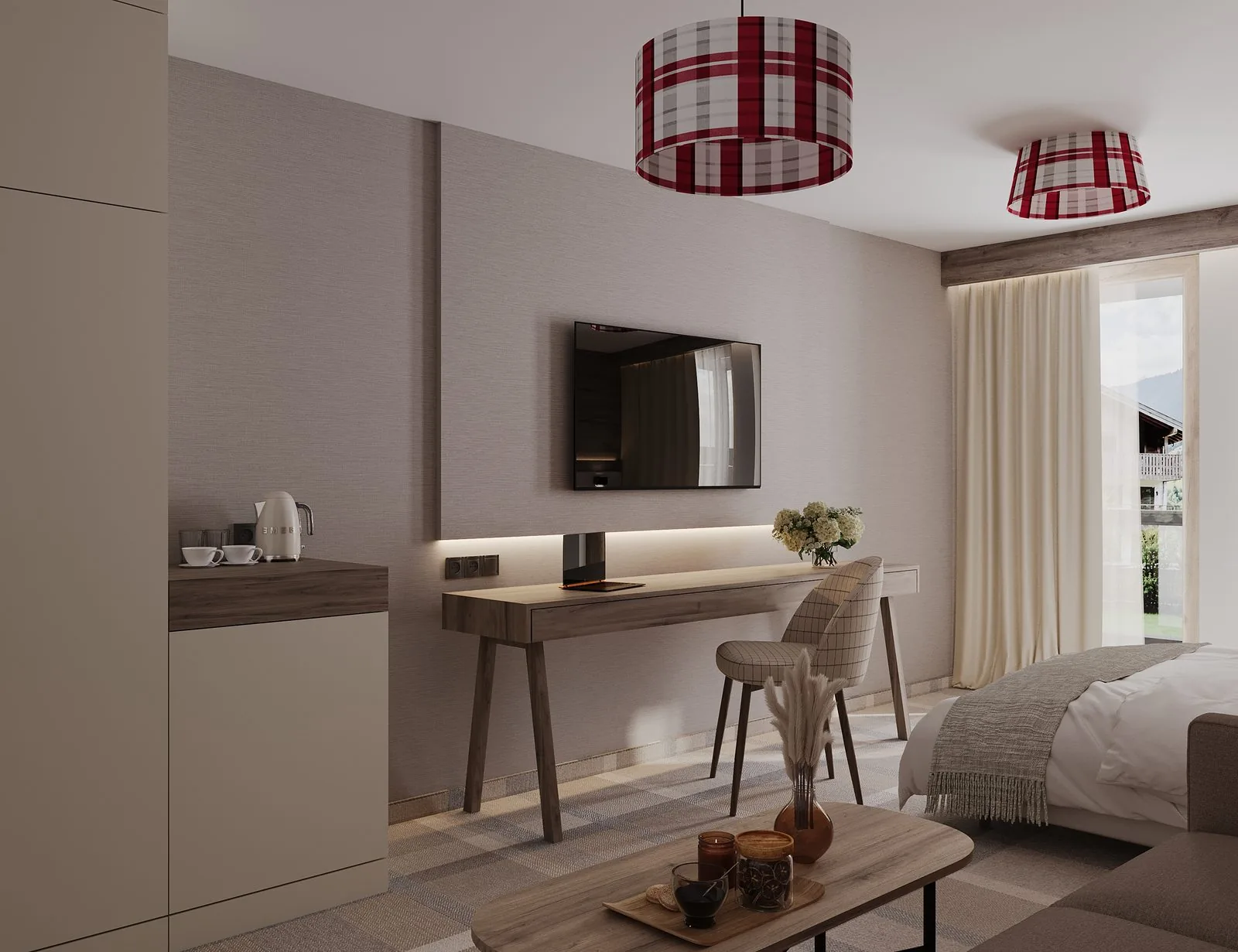 Aneks kuchenny i strefa dzienna w apartamencie White Mountain
