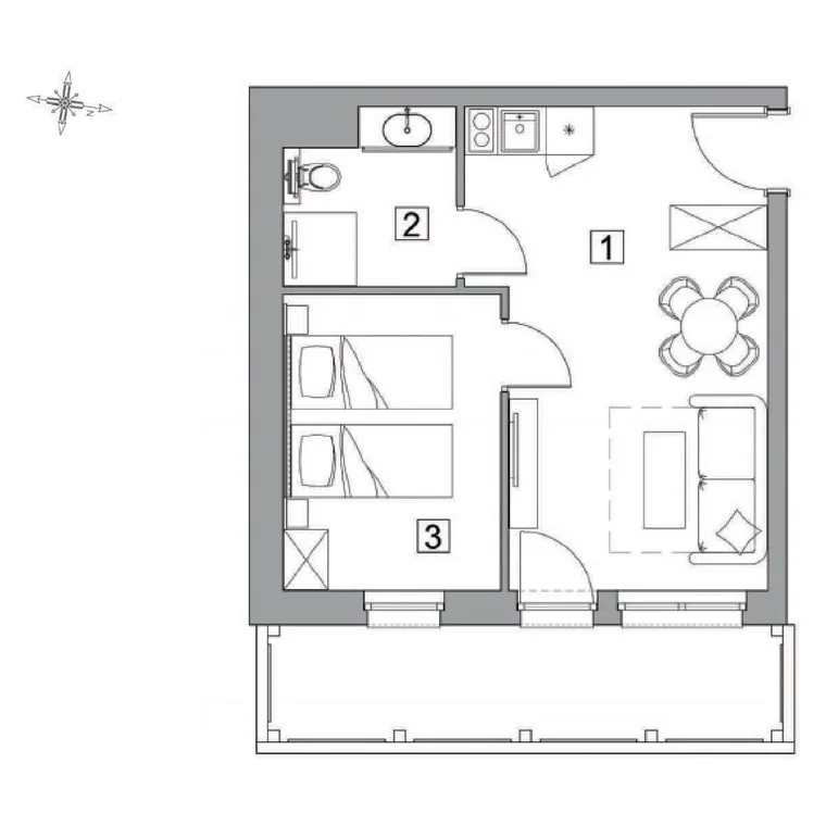 Rzut apartamentu JH.B47 - 34,53 m²